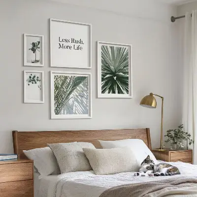 Set 5 slika u okviru moderni ukrasi s motivom zelenog lišća