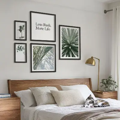 Set 5 slika u okviru moderni ukrasi s motivom zelenog lišća