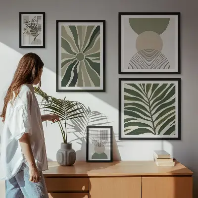 Elegantna grafika sa zelenilom poliptih u okviru