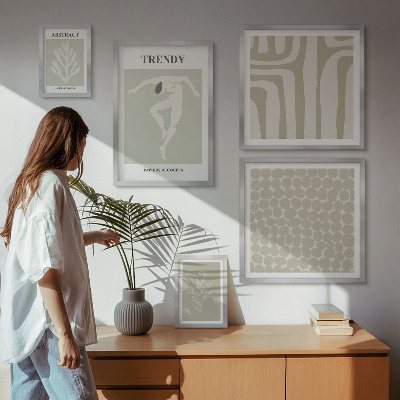 Set slika iznad kauča Elegantna apstraktna zelena grafika