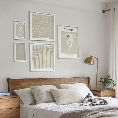 Set slika iznad kauča Elegantna apstraktna zelena grafika