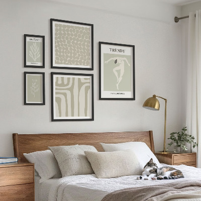 Set slika iznad kauča Elegantna apstraktna zelena grafika
