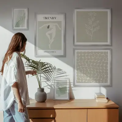 Elegantna grafika zelene teme poliptih u okviru