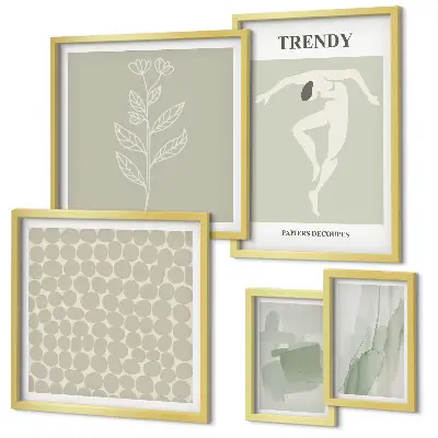 Elegantna grafika zelene teme poliptih u okviru