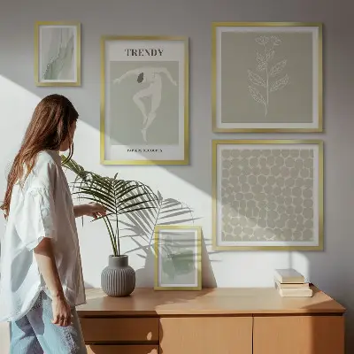 Elegantna grafika zelene teme poliptih u okviru