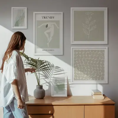Elegantna grafika zelene teme poliptih u okviru