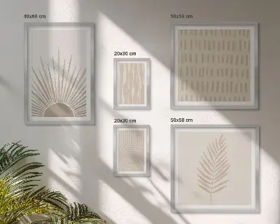 Poliptih u okviru elegantni ukrasi s motivima prirode i geometrijskim oblicima