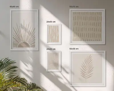 Poliptih u okviru elegantni ukrasi s motivima prirode i geometrijskim oblicima