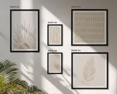 Poliptih u okviru elegantni ukrasi s motivima prirode i geometrijskim oblicima