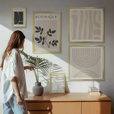 Set od 5 slika u okviru elegantna grafika s motivom biljaka