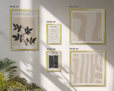 Elegantna apstraktna biljna grafika set slika iznad kauča