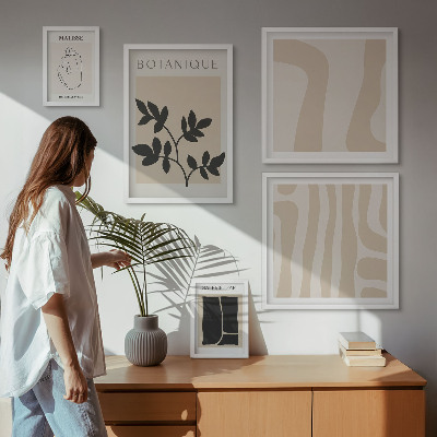 Set slika iznad kauča Elegantna apstraktna biljna grafika