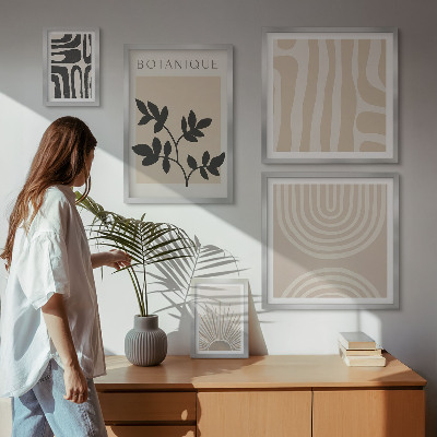 Set 5 slika u okviru Elegantni neutralni biljni motivi