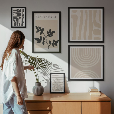 Set 5 slika u okviru Elegantni neutralni biljni motivi