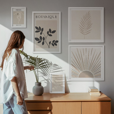 Set slika iznad kauča Elegantni cvjetni geometrijski ukrasi