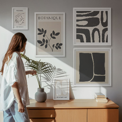 Poliptih u okviru Elegantna apstraktna biljna grafika