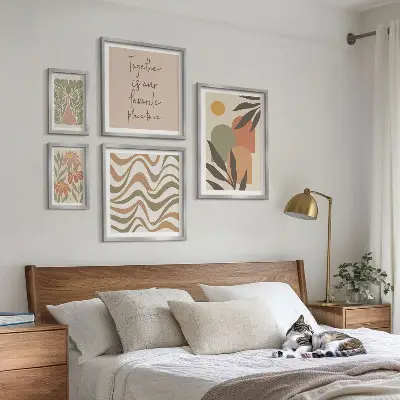 Elegantni pastelni ukrasi od biljaka set 5 slika u okviru