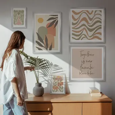 Elegantni pastelni ukrasi od biljaka set 5 slika u okviru