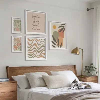 Elegantni pastelni ukrasi od biljaka set 5 slika u okviru