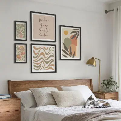 Elegantni pastelni ukrasi od biljaka set 5 slika u okviru