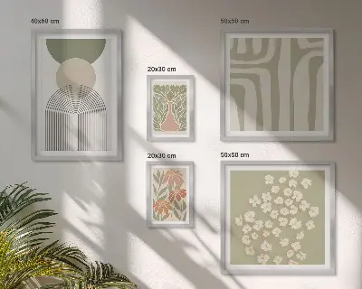 Set slika za iznad kauča elegantna pastelna grafika s motivom biljaka