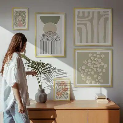 Set slika za iznad kauča elegantna pastelna grafika s motivom biljaka