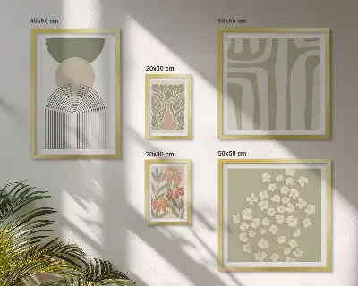 Set slika za iznad kauča elegantna pastelna grafika s motivom biljaka