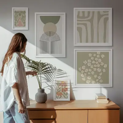 Set slika za iznad kauča elegantna pastelna grafika s motivom biljaka