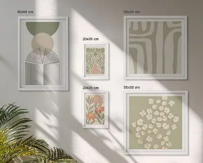 Set slika za iznad kauča elegantna pastelna grafika s motivom biljaka