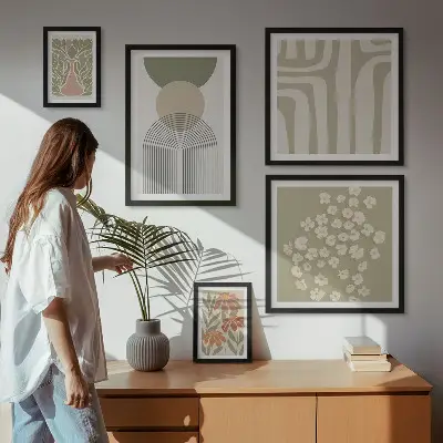 Set slika za iznad kauča elegantna pastelna grafika s motivom biljaka