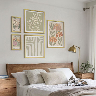 Set 5 slika u okviru Cvjetni uzorci London Pariz boho