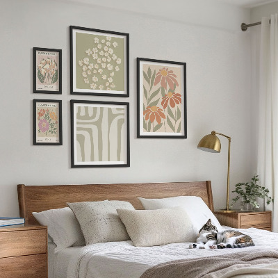 Set 5 slika u okviru Cvjetni uzorci London Pariz boho