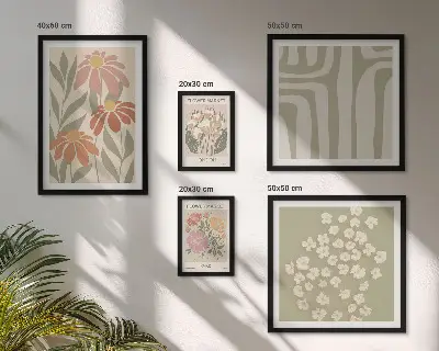 Set od 5 slika u okviru cvjetni uzorci u boho stilu s motivima Londona i Pariza