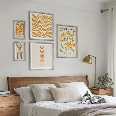 Elegantni cvjetni ukrasi set od 5 slika u okviru