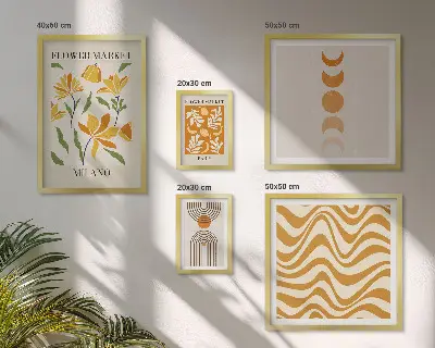 Elegantni cvjetni ukrasi set od 5 slika u okviru