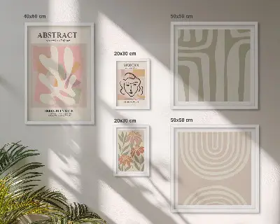 Set slika Elegantne apstraktne biljke set slika iznad kauča