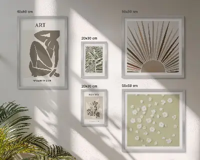 Elegantna apstraktna biljna grafika set slika iznad kauča