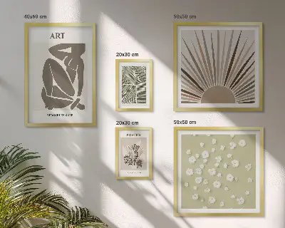 Elegantna apstraktna biljna grafika set slika iznad kauča