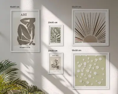 Elegantna apstraktna biljna grafika set slika iznad kauča