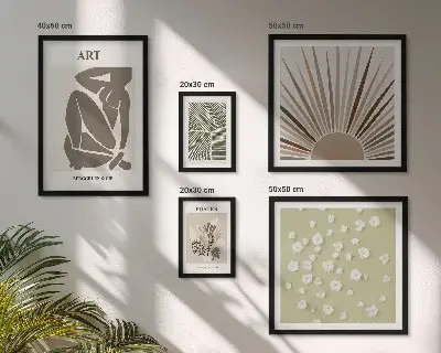 Elegantna apstraktna biljna grafika set slika iznad kauča