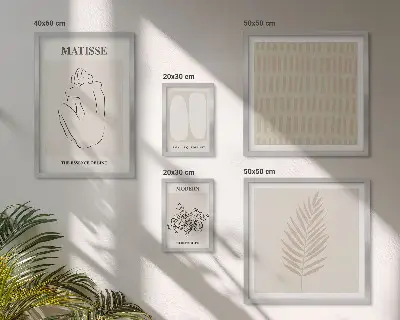 Set slika iznad kauča minimalističkog stila s oblicima
