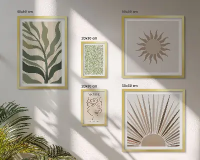 Elegantna apstraktna biljna grafika set slika iznad kauča