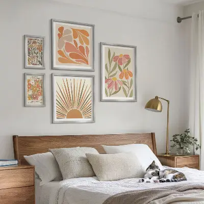Geometrijsko cvijeće u boho stilu poliptih u okviru