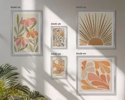 Geometrijsko cvijeće u boho stilu poliptih u okviru