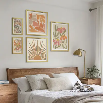 Geometrijsko cvijeće u boho stilu poliptih u okviru