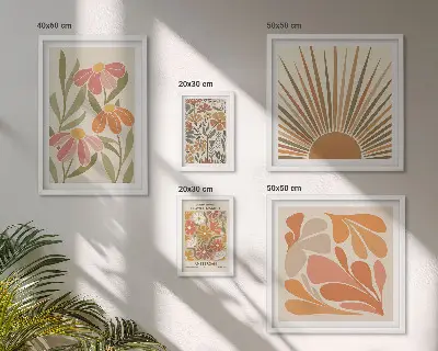 Geometrijsko cvijeće u boho stilu poliptih u okviru