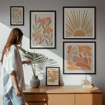 Poliptih u okviru Geometrijsko cvijeće u boho stilu