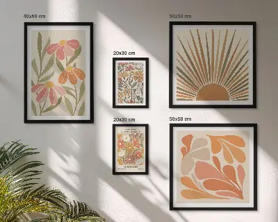 Geometrijsko cvijeće u boho stilu poliptih u okviru