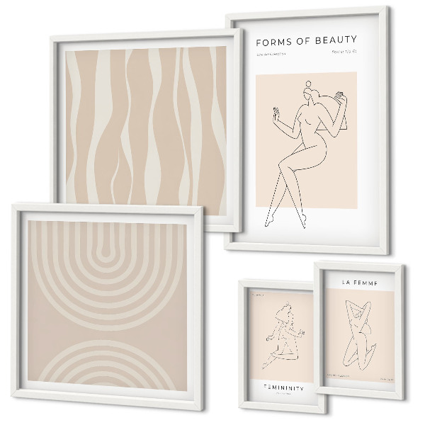 Set slika iznad kauča Minimalistički oblici ljepote