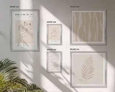 Poliptih u okviru elegantna grafika žene i biljaka